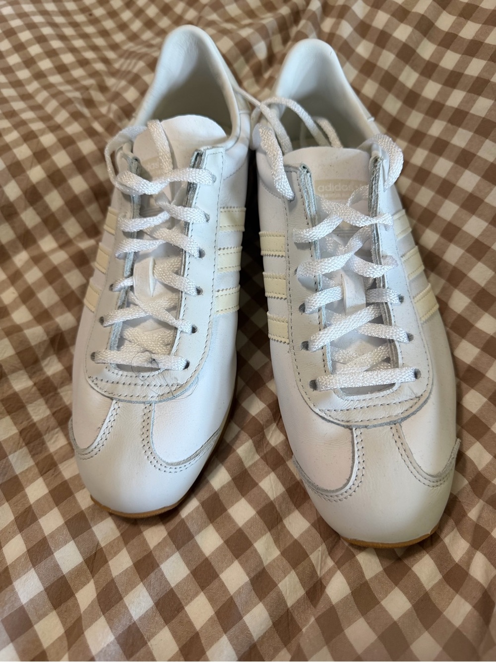 adidas White Women's Leather Sneakers with Cream Stripes